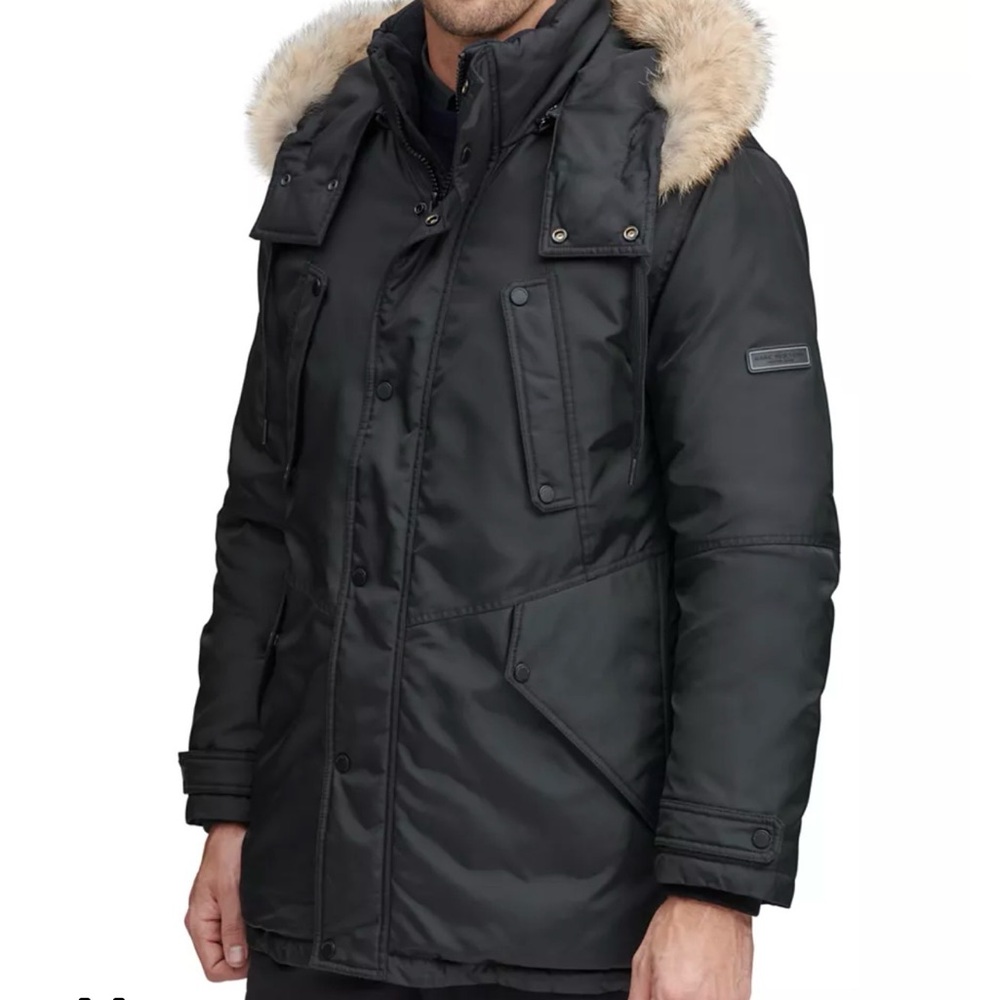 Marc New York Size M Black Puffer Parka with Genuine Fur Hood